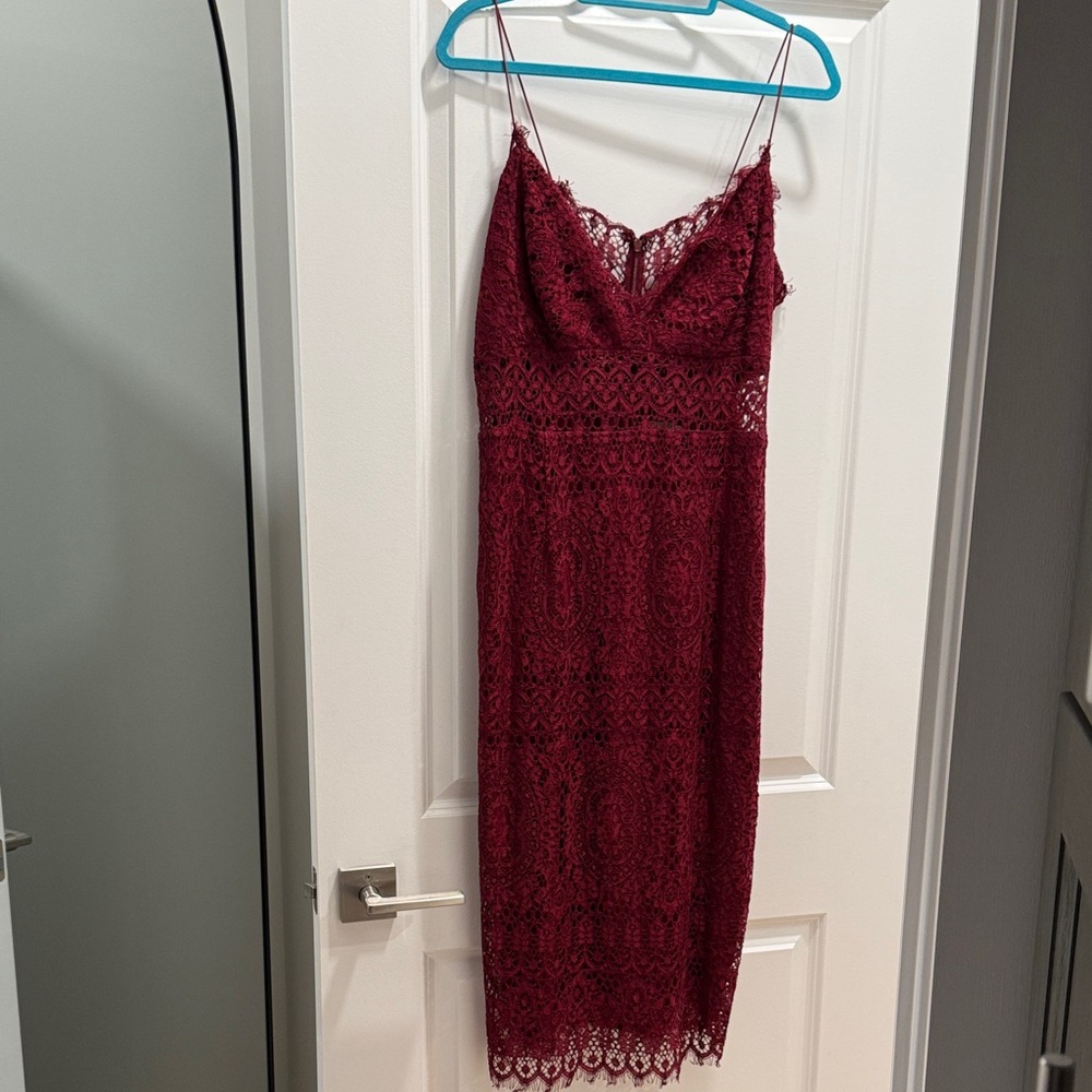 ASOS Burgundy Lace Midi Dress